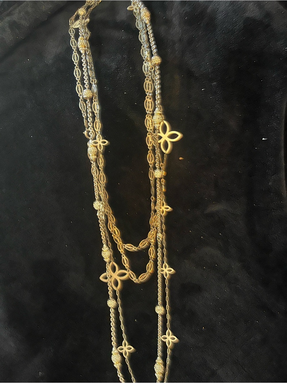 Gold Multi-Strand Floral Link Necklace - Women Jewelry